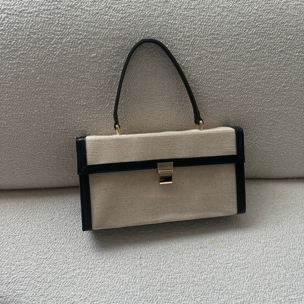 The Frankie Shop Black and Cream Handbag